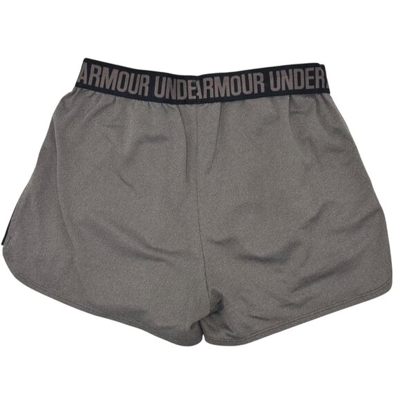 Under Armour HeatGear Shorts Womens M Black Gray Stretch Waist Athletic Running - Picture 3 of 8